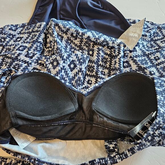 Swim Solutions Triple Tiered Fauxkini One Piece Swimsuit Women's 8 - Picture 5 of 11